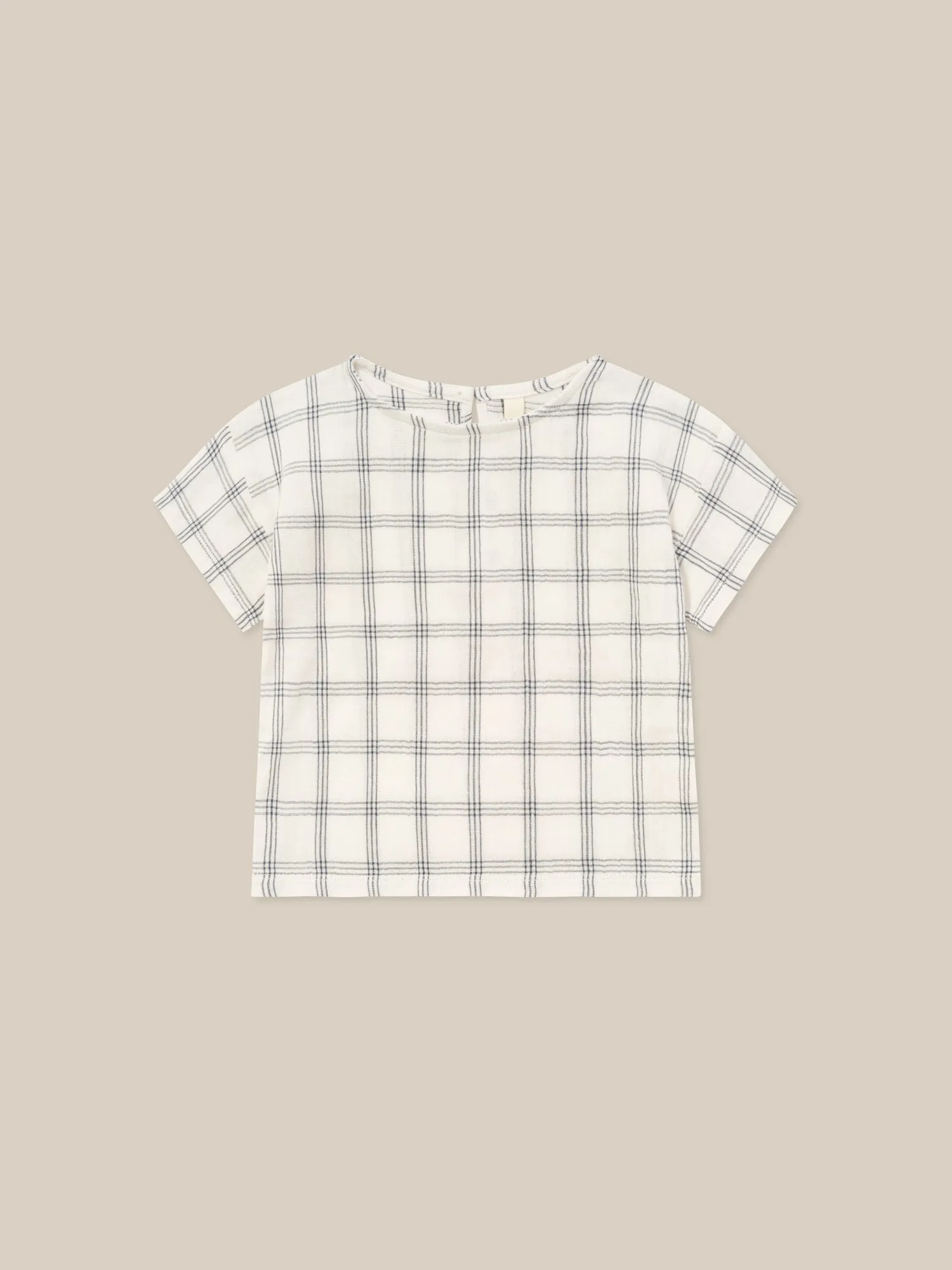 Navy Window Check Boxy T-Shirt