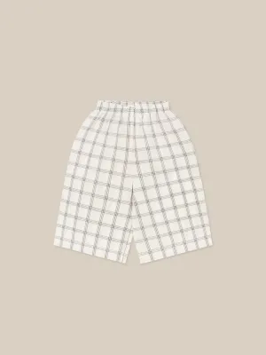 Navy Window Check Wide Leg Pants