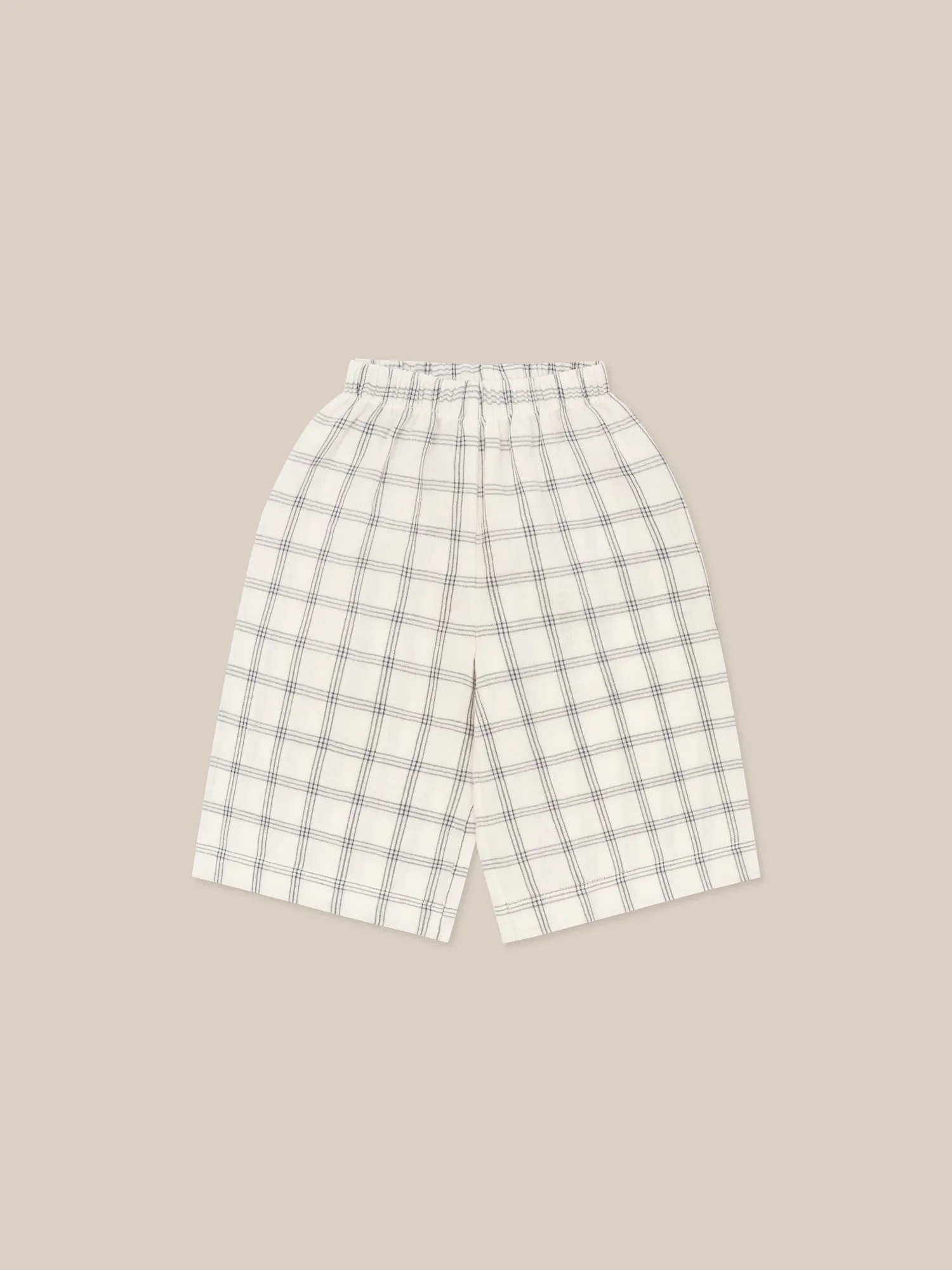 Navy Window Check Wide Leg Pants