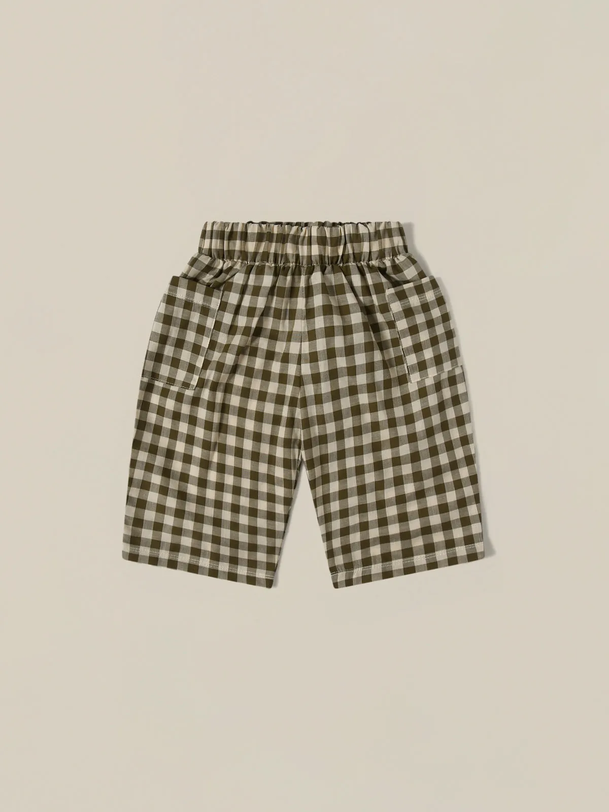 Olive Gingham Fisherman Pants