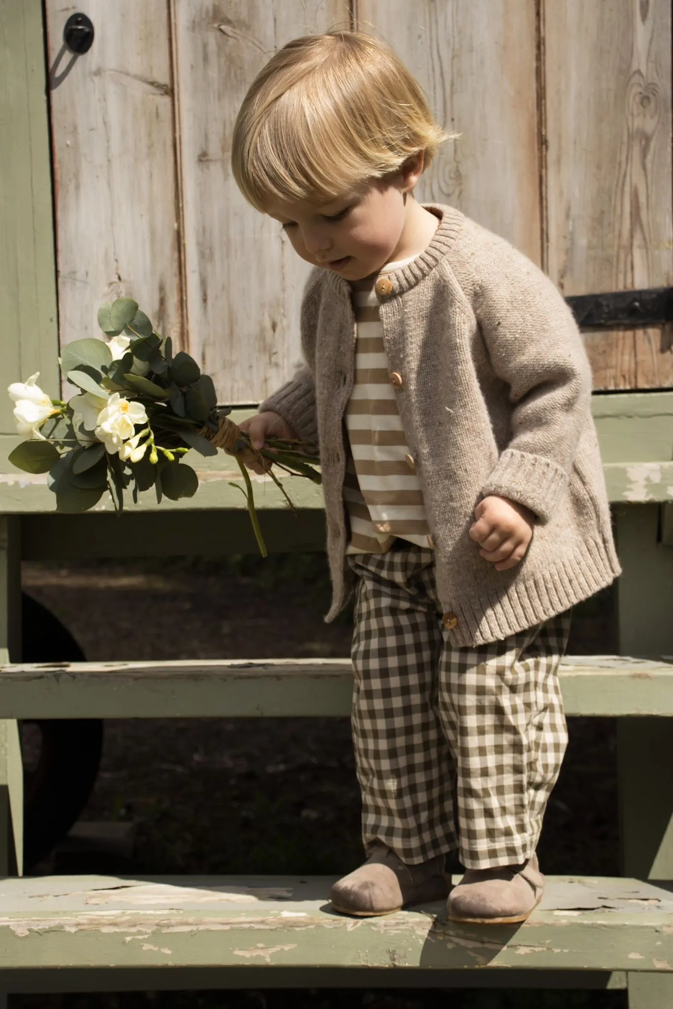 Olive Gingham Fisherman Pants