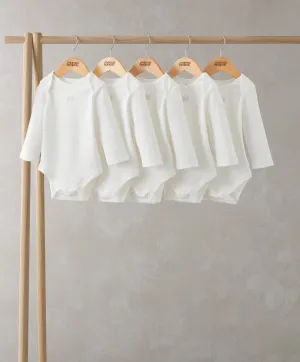 Organic Longsleeved Bodysuits (5 Pack) -  White
