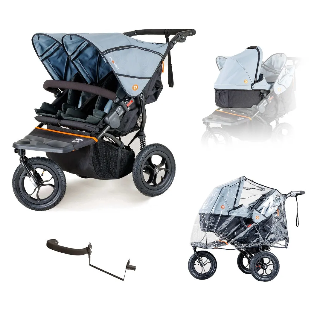 Out n About Nipper DOUBLE v5 Newborn & Toddler Starter Bundle (Rocksalt Grey)