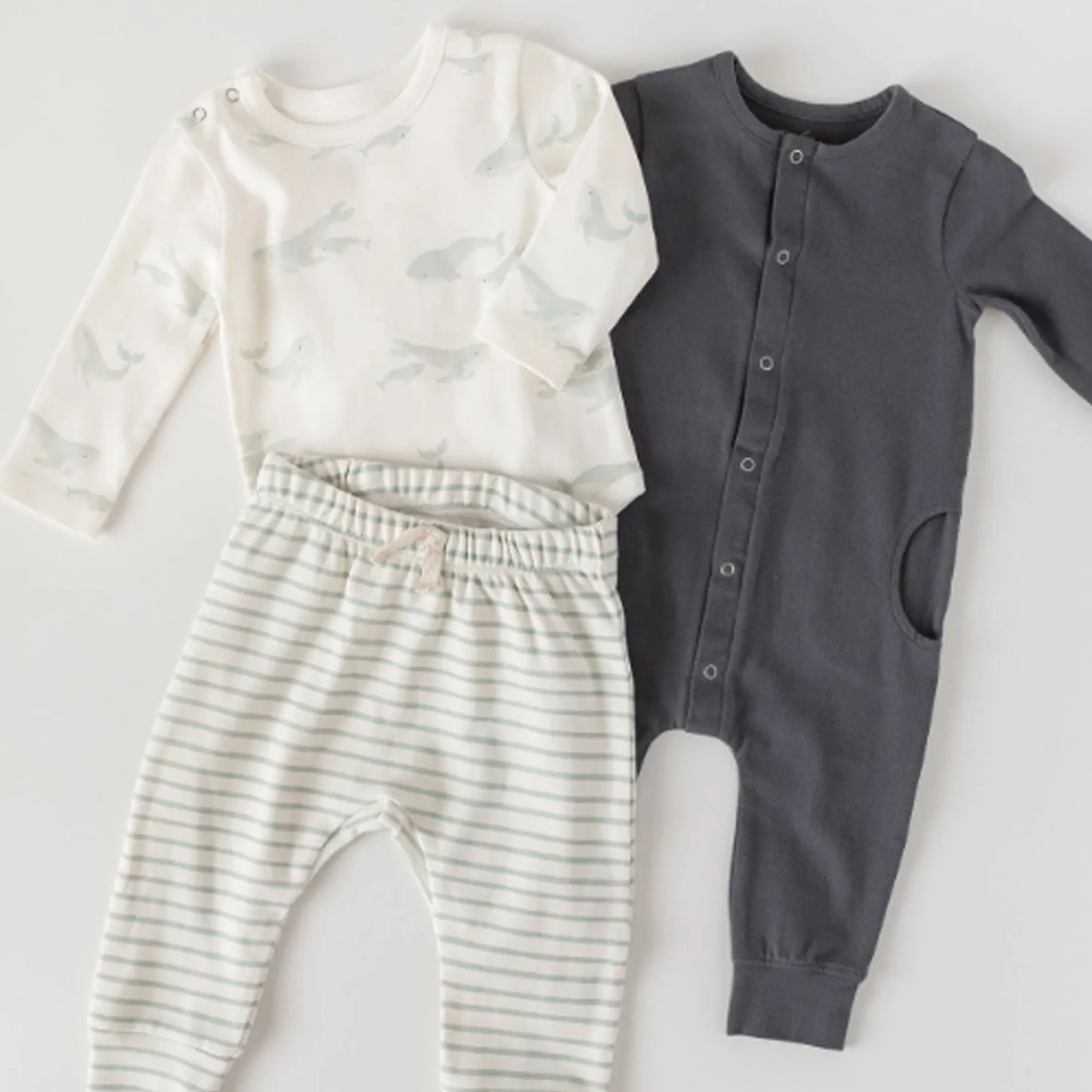 PEHR Organic Cotton Shoulder Snap One-Piece - Follow Me Whale