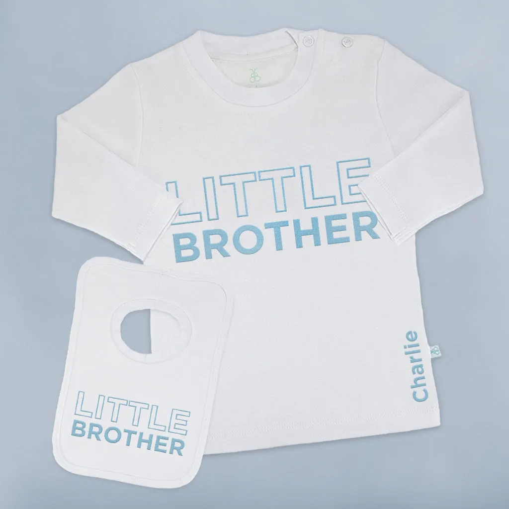 Personalised Little Brother Long-Sleeved T-Shirt and Bib Set
