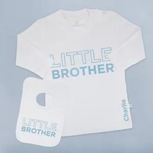 Personalised Little Brother Long-Sleeved T-Shirt and Bib Set