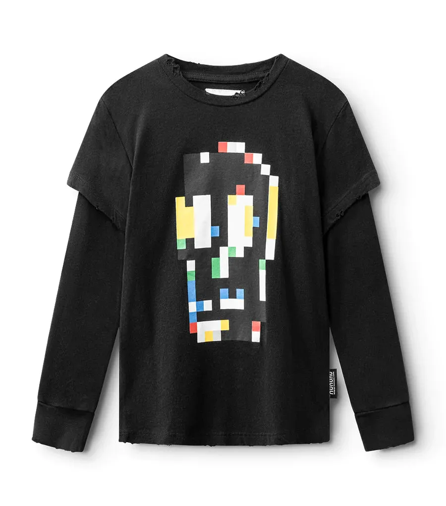 Pixel Skull Shirt Black