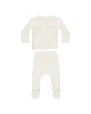 Pointelle Ivory Wrap Top and Pant Set
