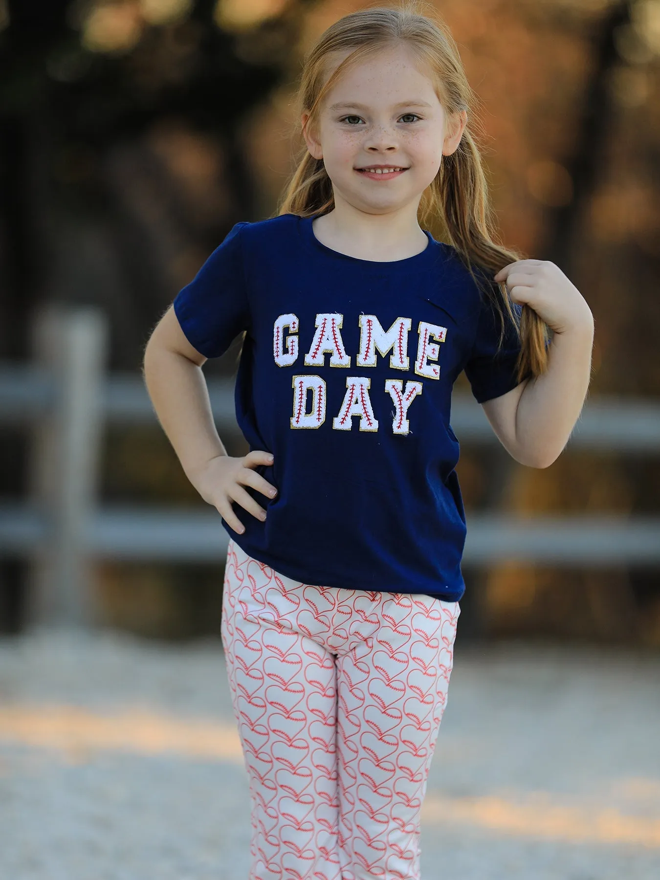 "game Day" Print Top   Pants Girls Set