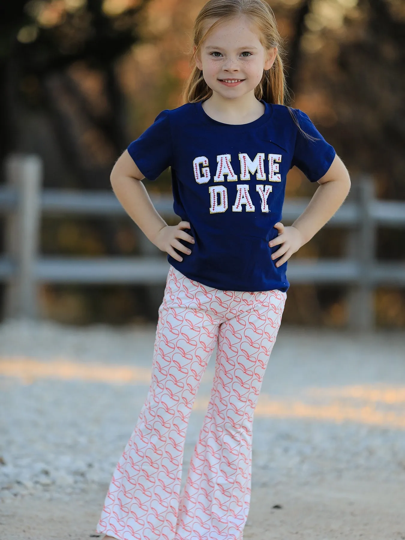 "game Day" Print Top   Pants Girls Set
