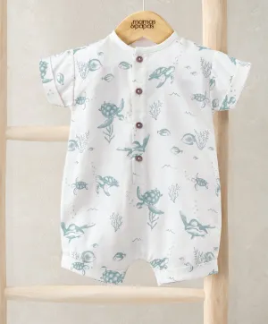 Romper with Turnback Sleeves - Under the Sea Print