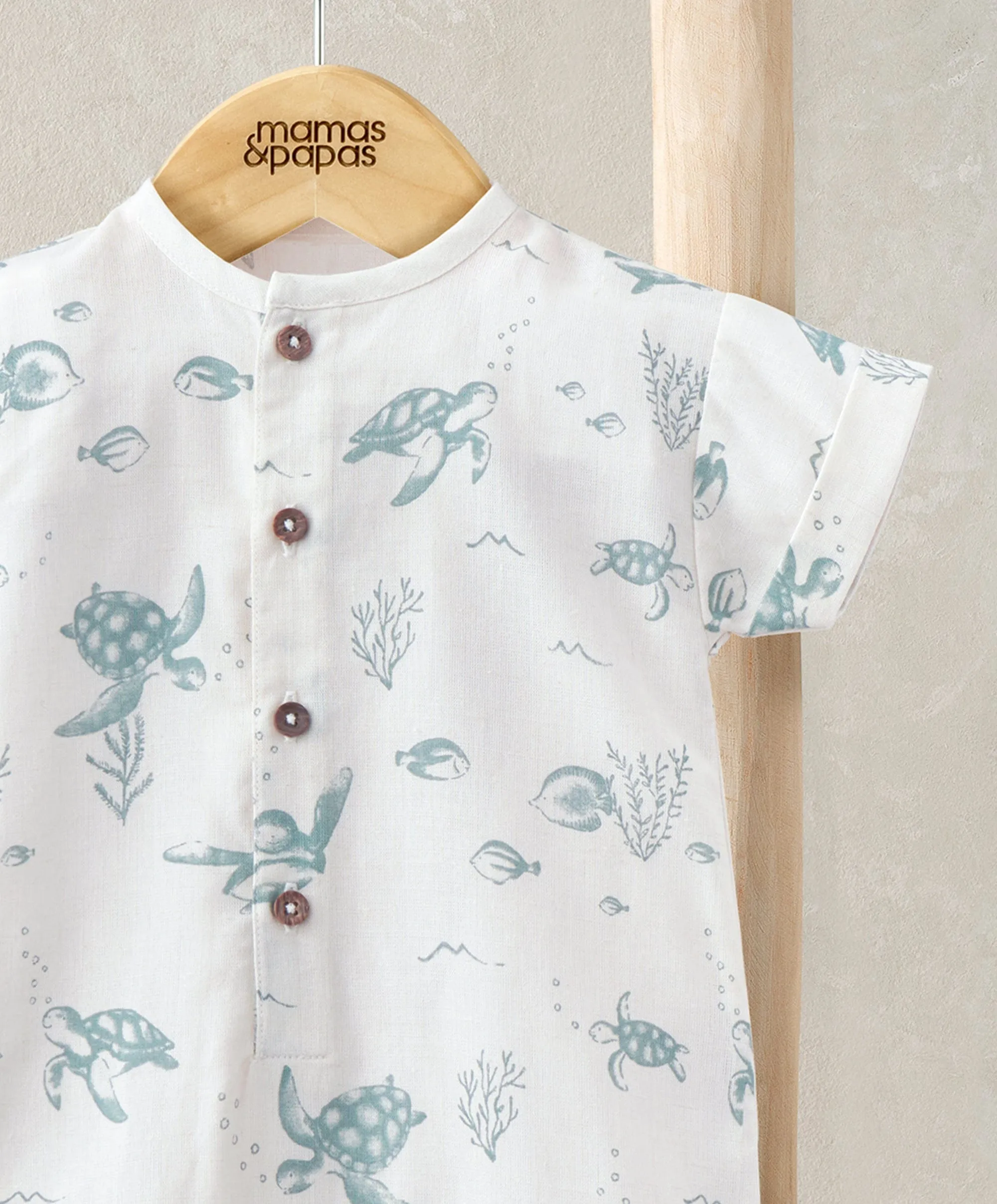 Romper with Turnback Sleeves - Under the Sea Print