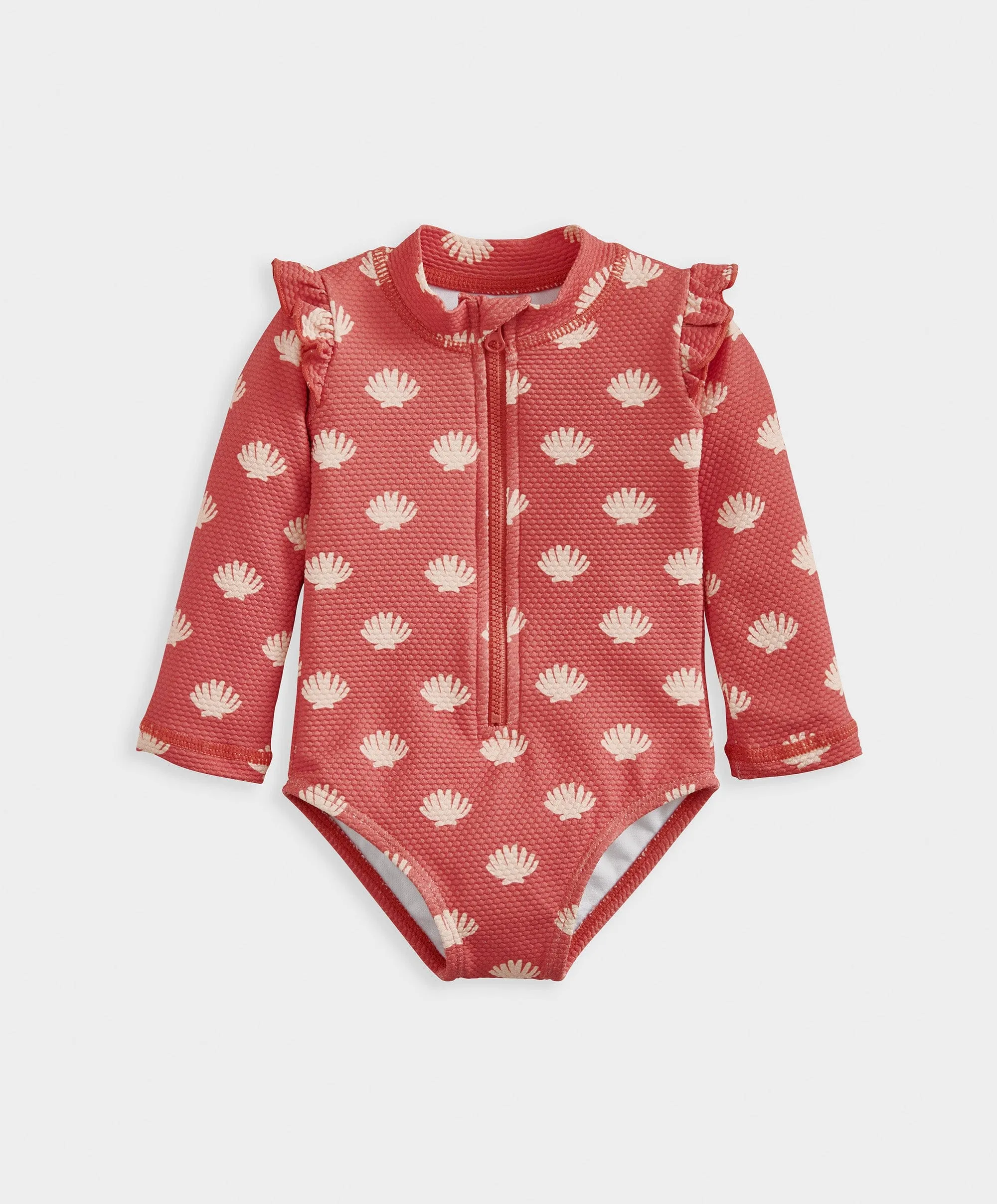 Shell All Over Print Long Sleeve Swimsuit