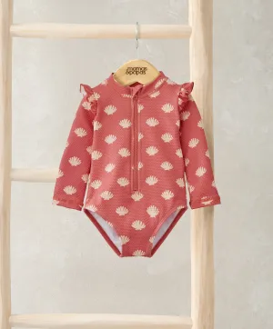 Shell All Over Print Long Sleeve Swimsuit
