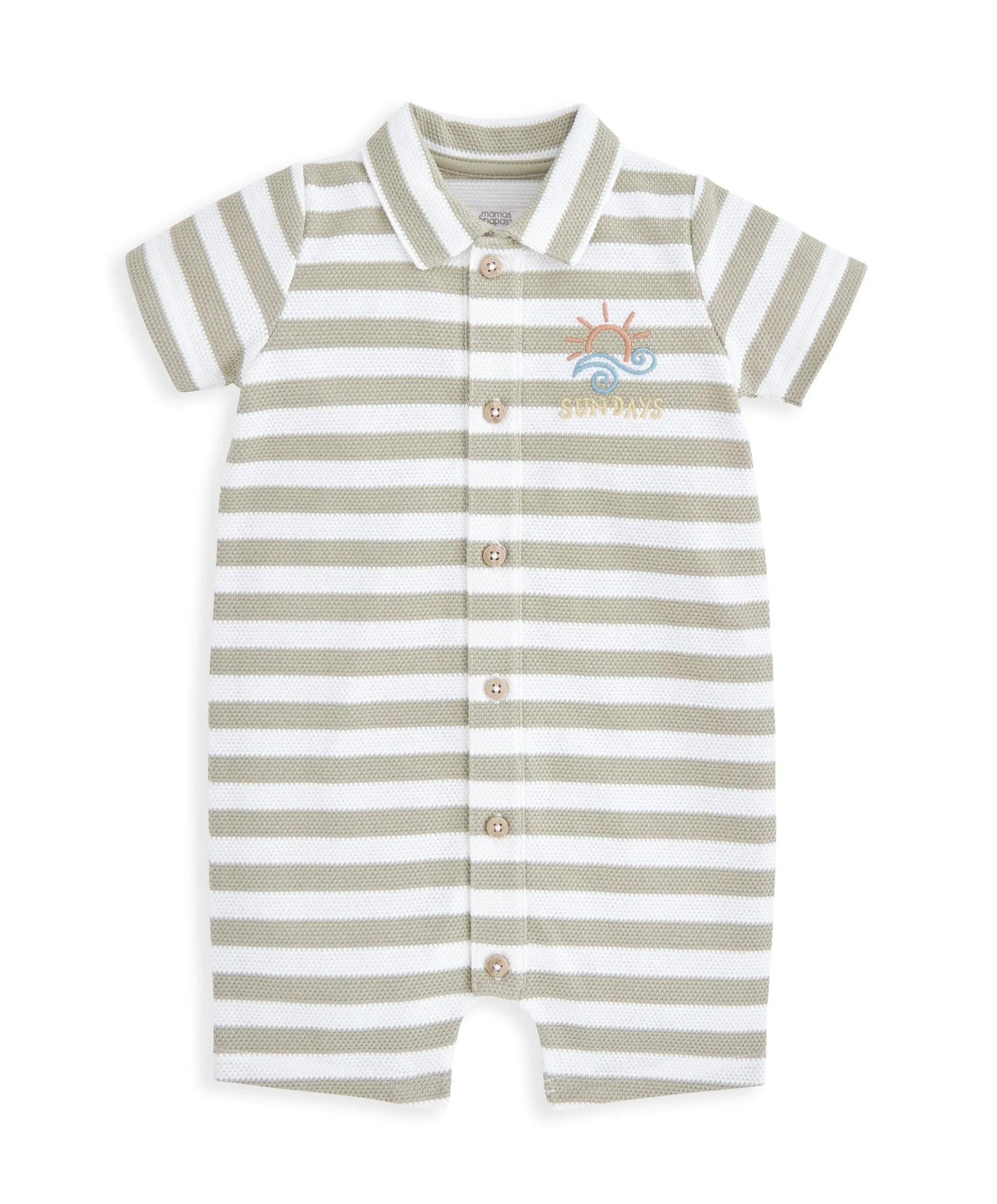 Short Sleeve Striped Embroidered Romper