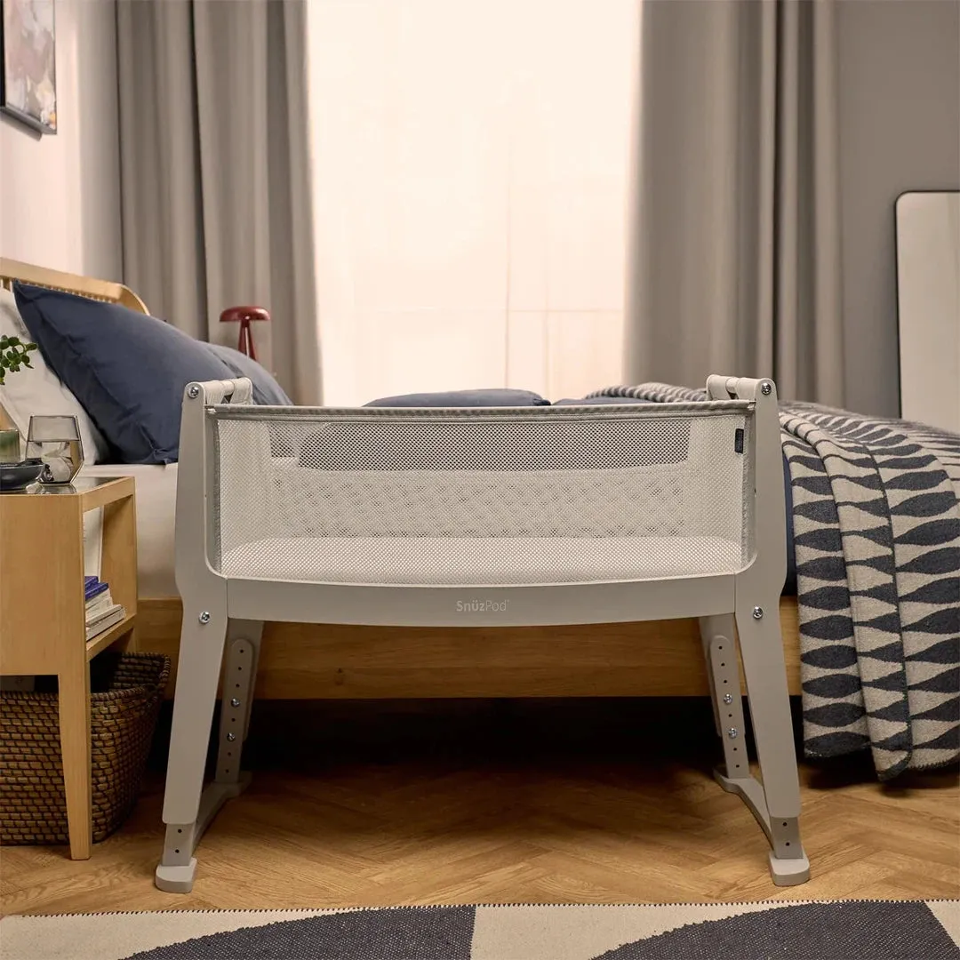 SnuzPod Studio Bedside Crib & Mattress - Oslo Grey