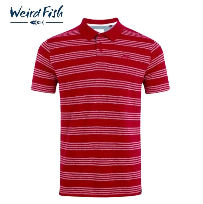 Weird Fish Rothko Red Stripe Polo Shirt Red