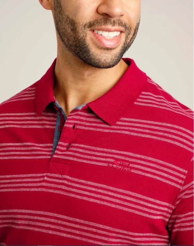 Weird Fish Rothko Red Stripe Polo Shirt Red