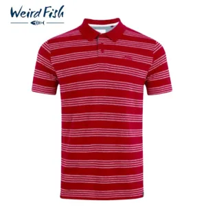 Weird Fish Rothko Red Stripe Polo Shirt Red