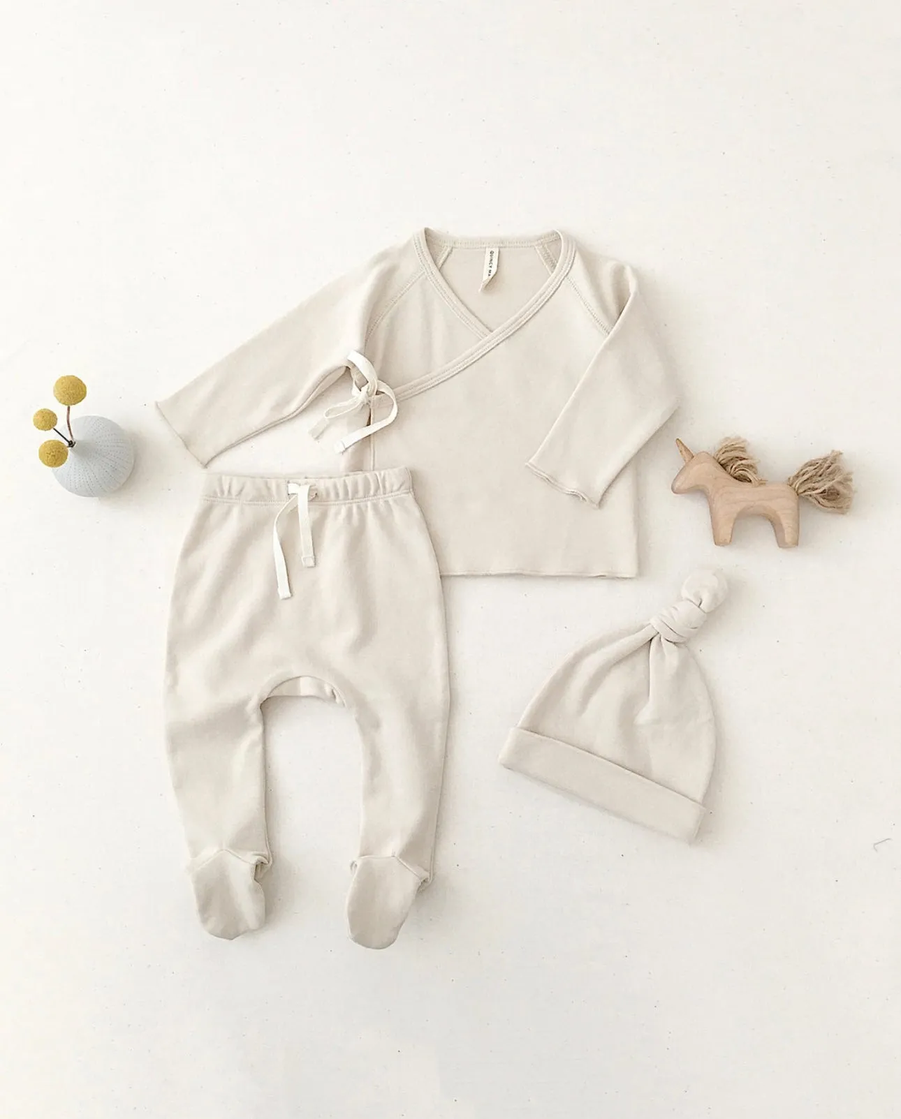 Wrap Top   Footed Pant Set || Ivory